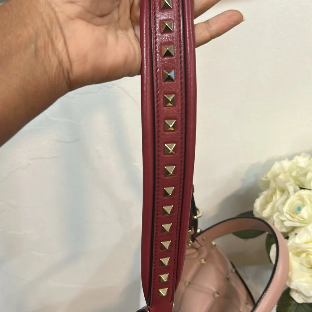 Valentino Garavani Red and Pink Quilted Studded Bag - Picture 7 of 13
